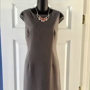 Sleeveless Grey Sheath Dress Office Career Dress
